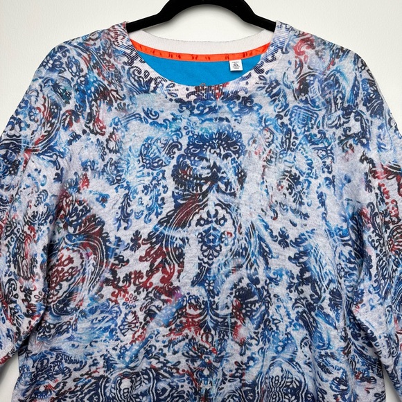 Robert Graham Barrel Paisley Graphic Print Linen & Cotton Knit Crewneck Sweater - Picture 6 of 13
